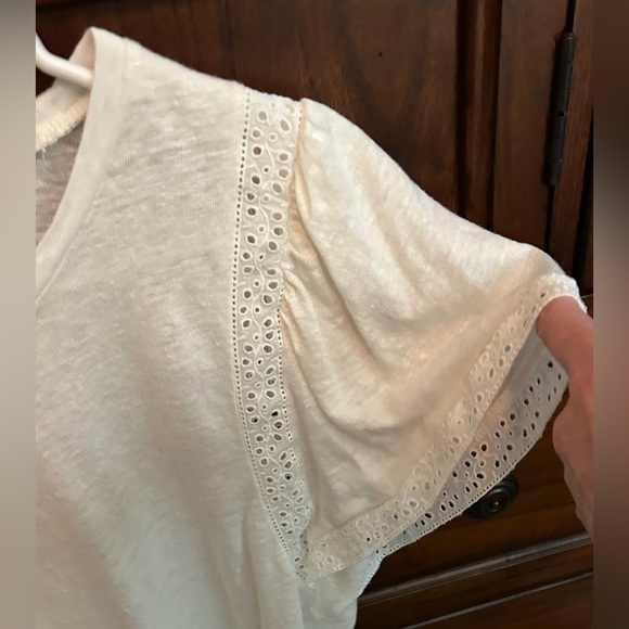 NWOT J. Crew White Eyelet Short Sleeve Top, Size Medium - Picture 5 of 12